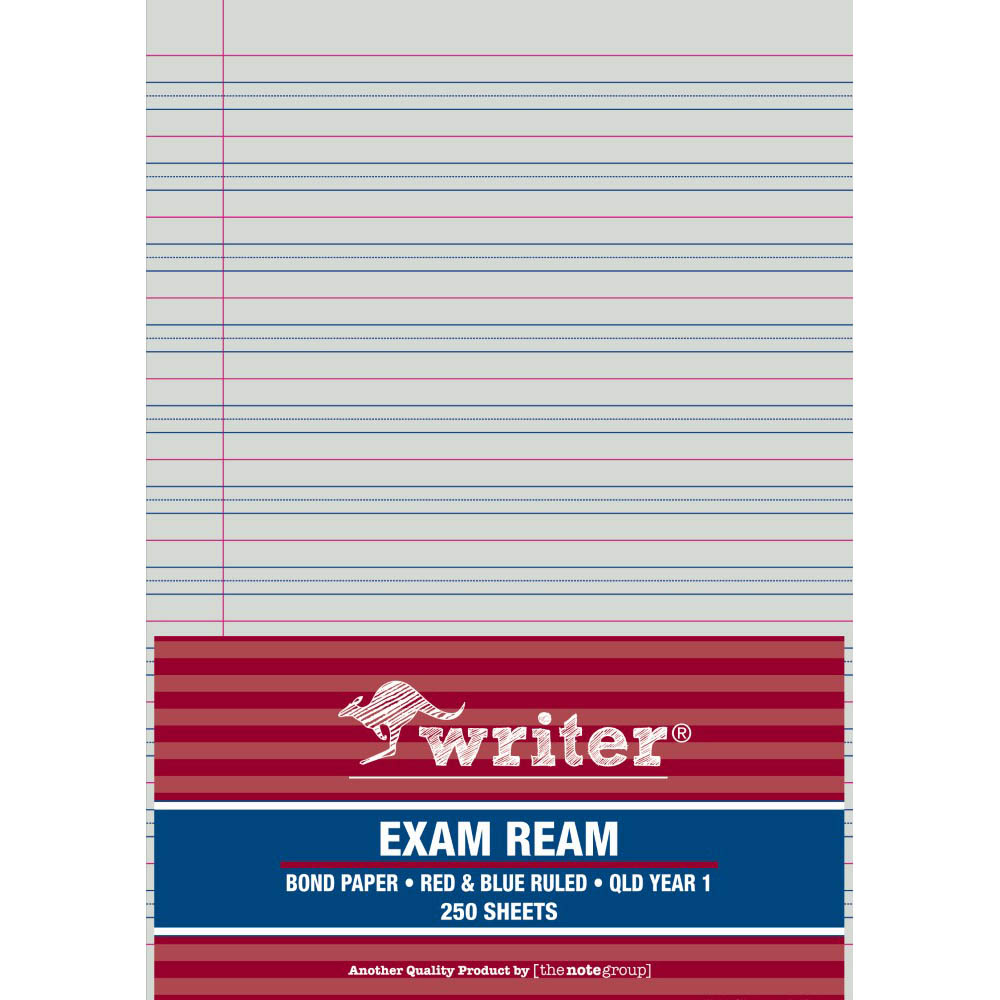 Image for WRITER EXAM PAPER QLD RULED YEAR 1 24MM A4 WHITE 250 SHEETS from Tristate Office Products Depot