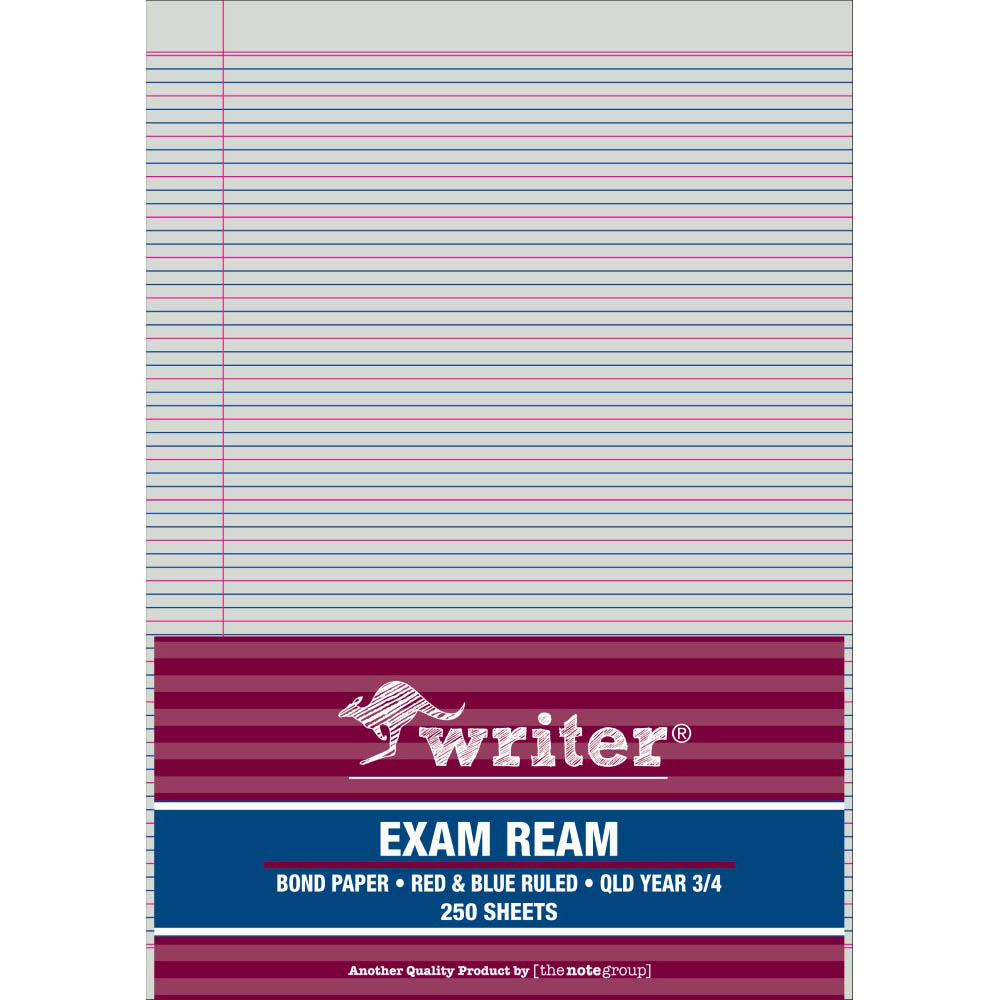 Image for WRITER EXAM PAPER QLD RULED YEAR 3/4 12MM A4 WHITE 250 SHEETS from Tristate Office Products Depot