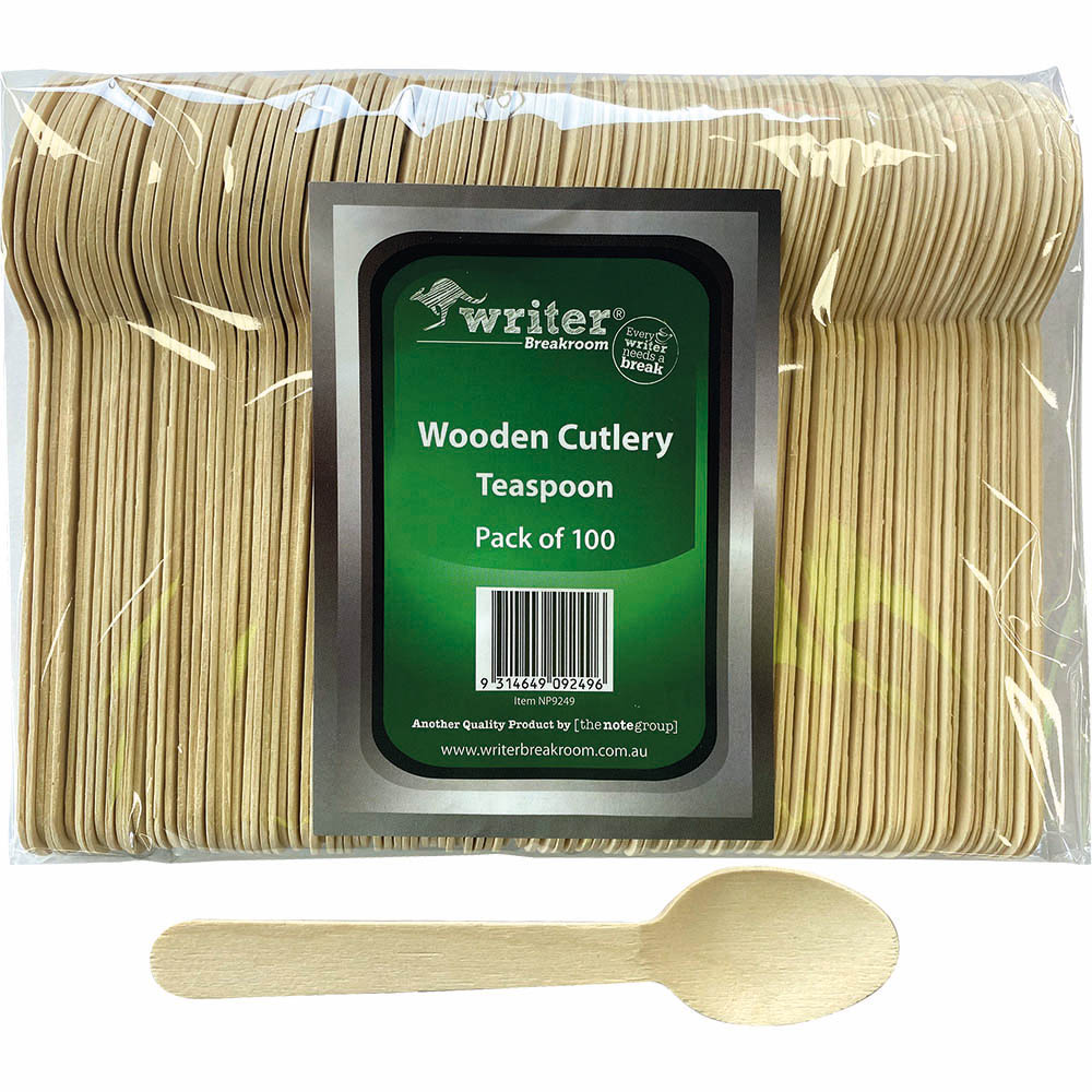 Image for WRITER BREAKROOM ECO WOODEN CUTLERY TEASPOON 140MM NATURAL PACK 100 from Office Products Depot