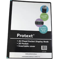 protext display book non-refillable insert cover 20 pocket a3 black