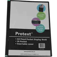 protext display book non-refillable insert cover 20 pocket a4 black
