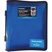 protext binder buddy with zipper 3 ring with handle 25mm blue