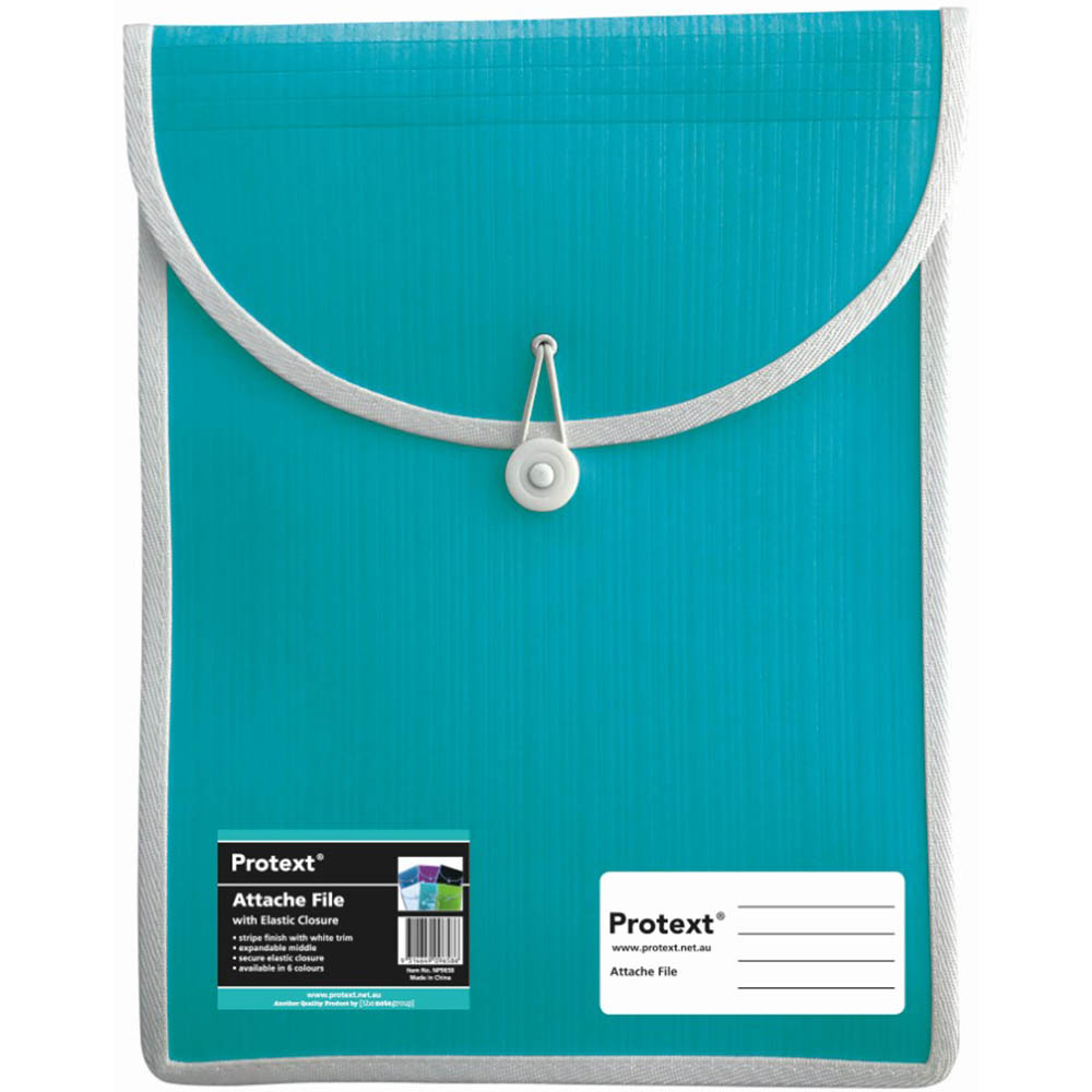 Image for PROTEXT ATTACHE FILE CASE ELASTIC CLOSURE A4 AQUA from Ross Office Supplies Office Products Depot