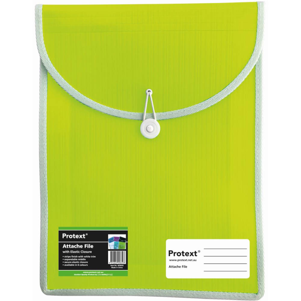 Image for PROTEXT ATTACHE FILE CASE ELASTIC CLOSURE A4 LIME GREEN from Margaret River Office Products Depot