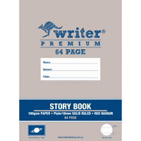 writer premium story book 18mm plain/ruled 100gsm 64 page 330 x 240mm planet