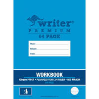 writer premium workbook plain/qld ruled year 3/4 64 page 100gsm 330 x 240mm windsurfer