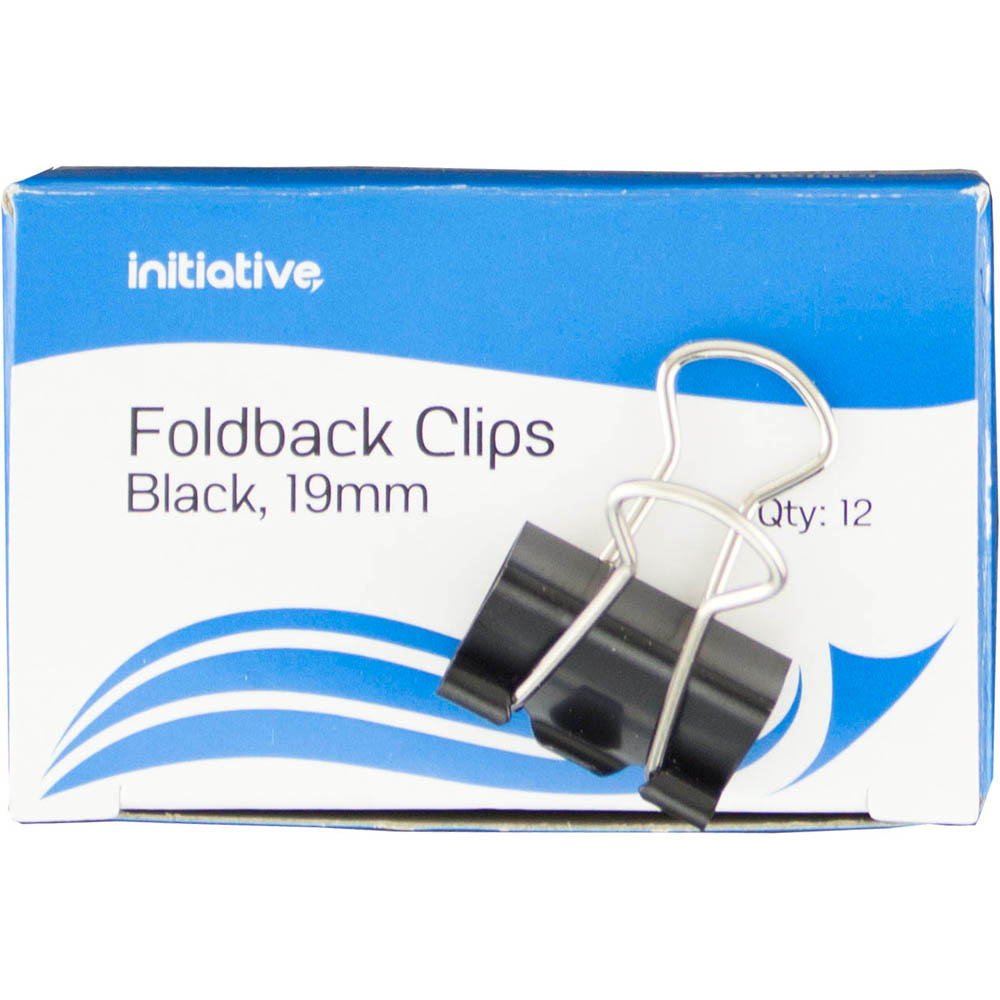 Image for INITIATIVE FOLDBACK CLIP 19MM BLACK PACK 12 from Total Supplies Pty Ltd