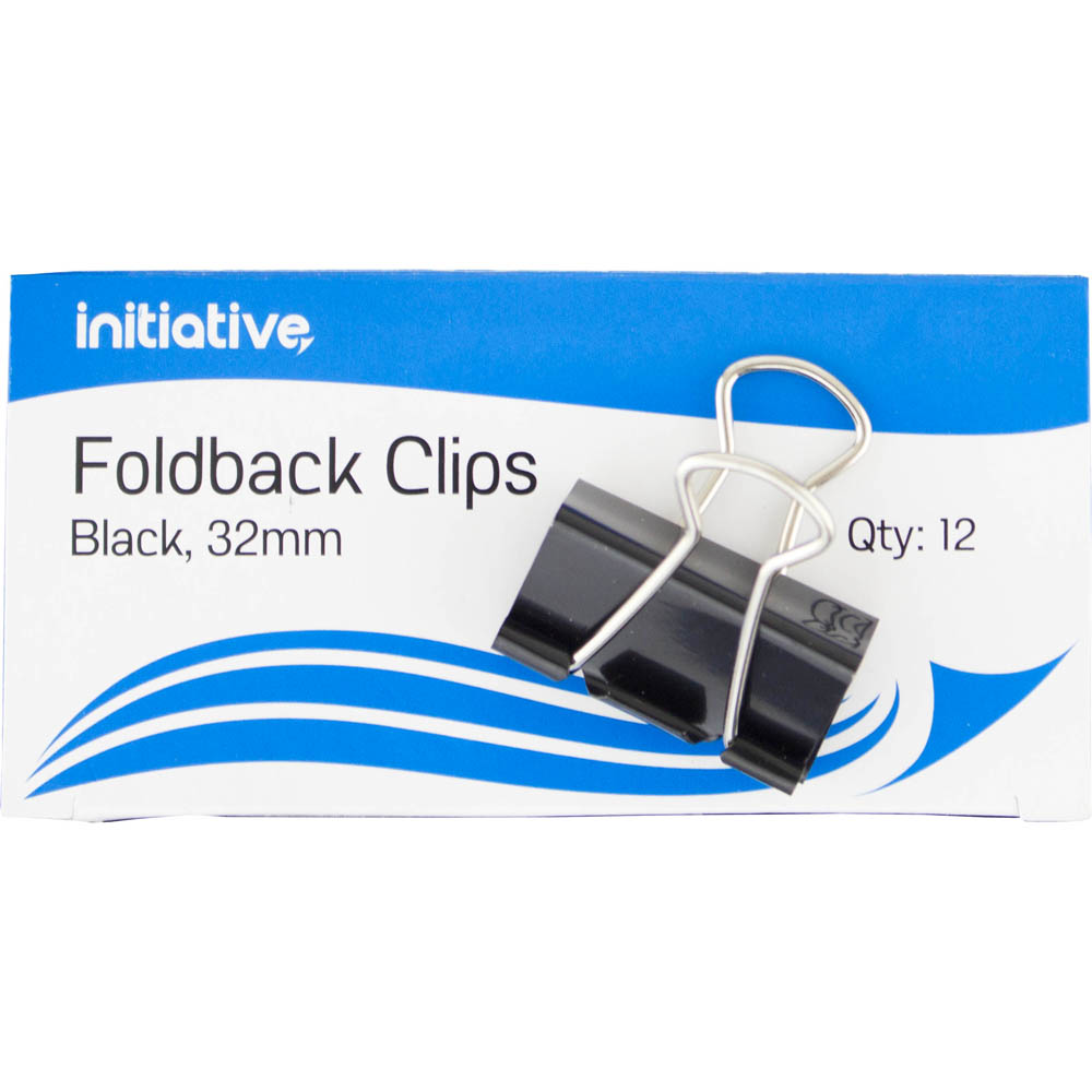 Image for INITIATIVE FOLDBACK CLIP 32MM BLACK PACK 12 from MOE Office Products Depot Mackay & Whitsundays