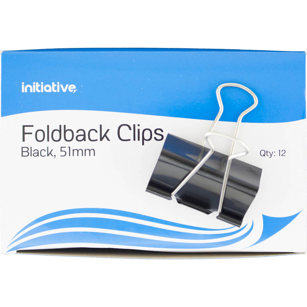 Image for INITIATIVE FOLDBACK CLIP 51MM BLACK PACK 12 from MOE Office Products Depot Mackay & Whitsundays