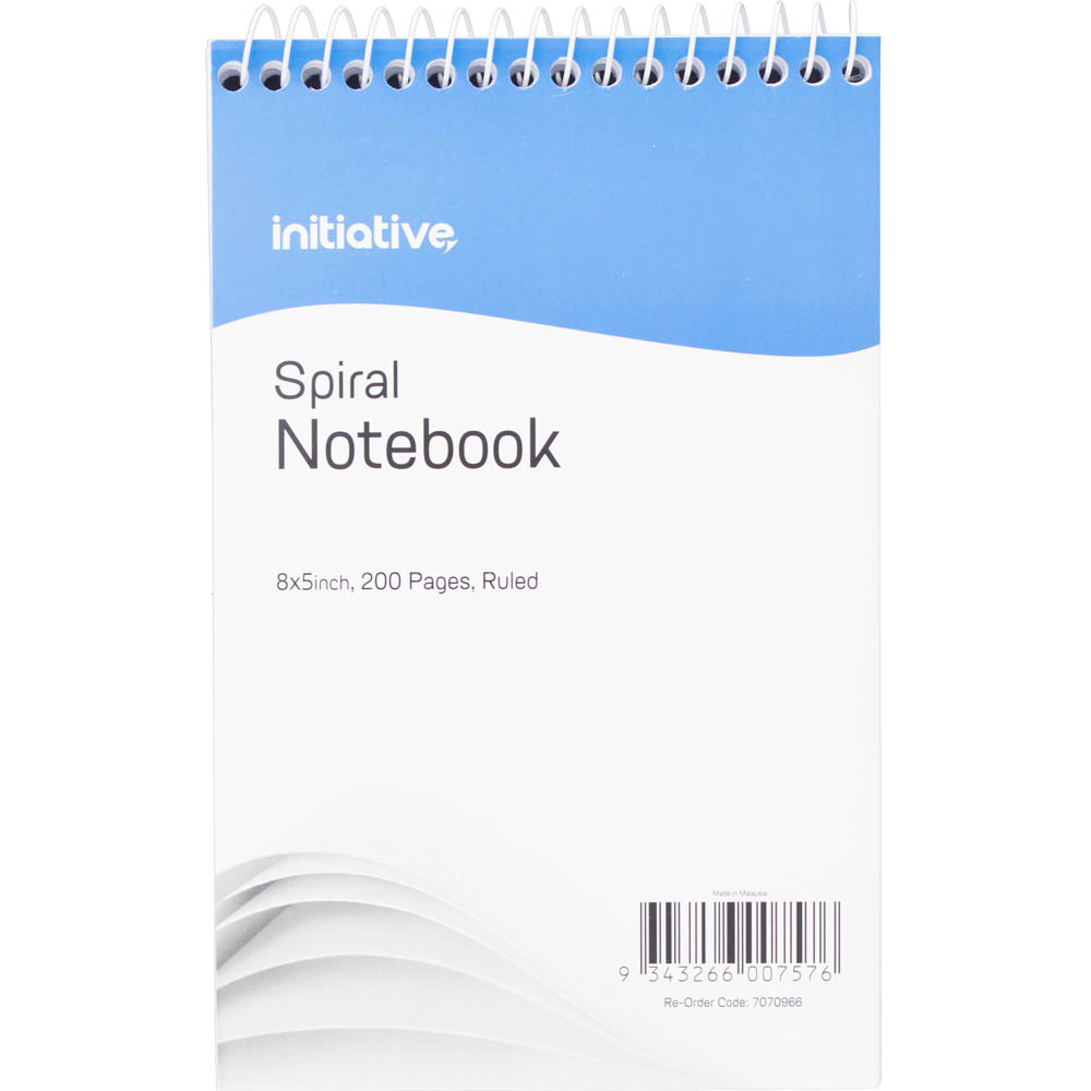 Image for INITIATIVE SPIRAL NOTEBOOK TOP BOUND 200 PAGE 200 X 127MM from Ross Office Supplies Office Products Depot