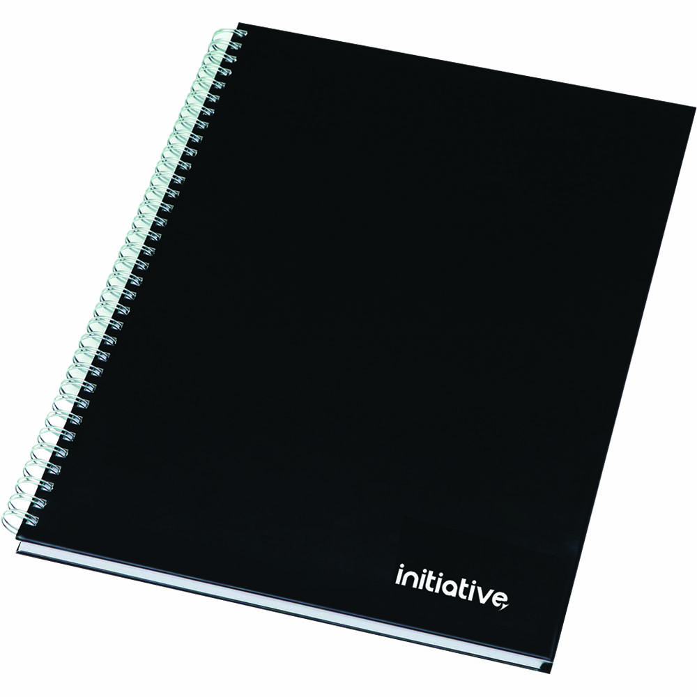 Image for INITIATIVE TWINWIRE NOTEBOOK HARD COVER 160 PAGE A4 BLACK from Albany Office Products Depot