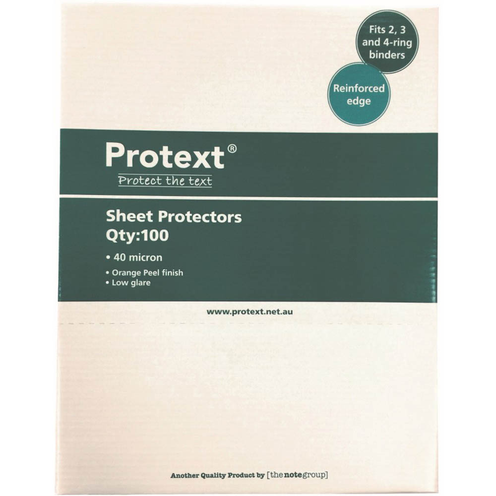 Image for PROTEXT ECONOMY SHEET PROTECTORS 40 MICRON A4 CLEAR BOX 100 from MOE Office Products Depot Mackay & Whitsundays
