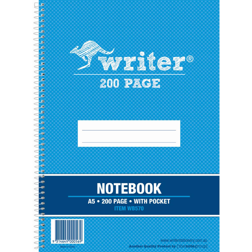 Image for WRITER SPIRAL NOTEBOOK 200 PAGE 60GSM A5 from MOE Office Products Depot Mackay & Whitsundays