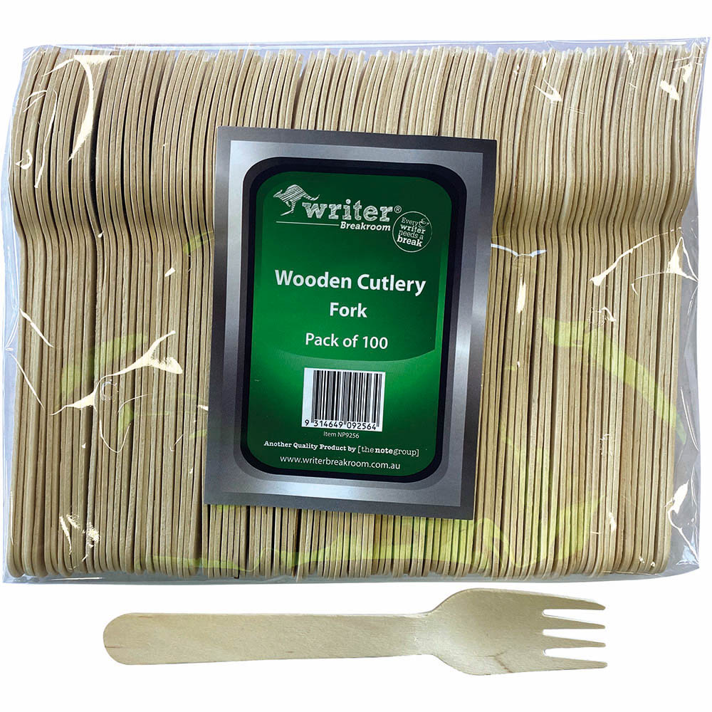Image for WRITER BREAKROOM ECO WOODEN CUTLERY FORK 160MM NATURAL PACK 100 from Margaret River Office Products Depot