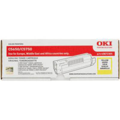 Image for OKI 43872309 C5650/C5750 TONER CARTRIDGE YELLOW from Office Products Depot Gold Coast