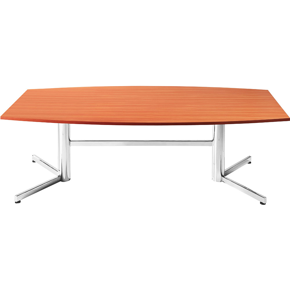 Image for OM BOARDROOM TABLE BOAT SHAPED 2400 X 1200MM CHERRY/CHROME from Barkers Rubber Stamps & Office Products Depot