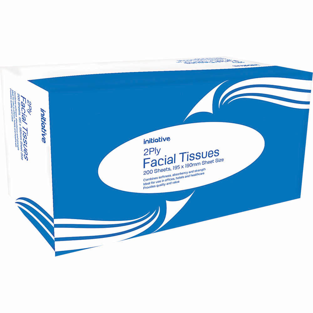 Image for INITIATIVE FACIAL TISSUES 2-PLY BOX 200 from Barkers Rubber Stamps & Office Products Depot