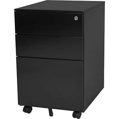 Image for STEELCO TRIMLINE MOBILE PEDESTAL 3-DRAWER LOCKABLE 390 X 500 X 615MM BLACK SATIN from Office Products Depot