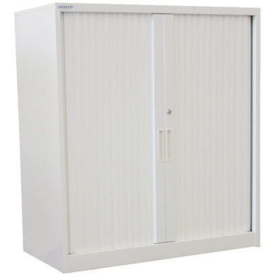 Image for STEELCO TAMBOUR DOOR CABINET 2 SHELVES 1015H X 900W X 463D MM SILVER GREY from Total Supplies Pty Ltd