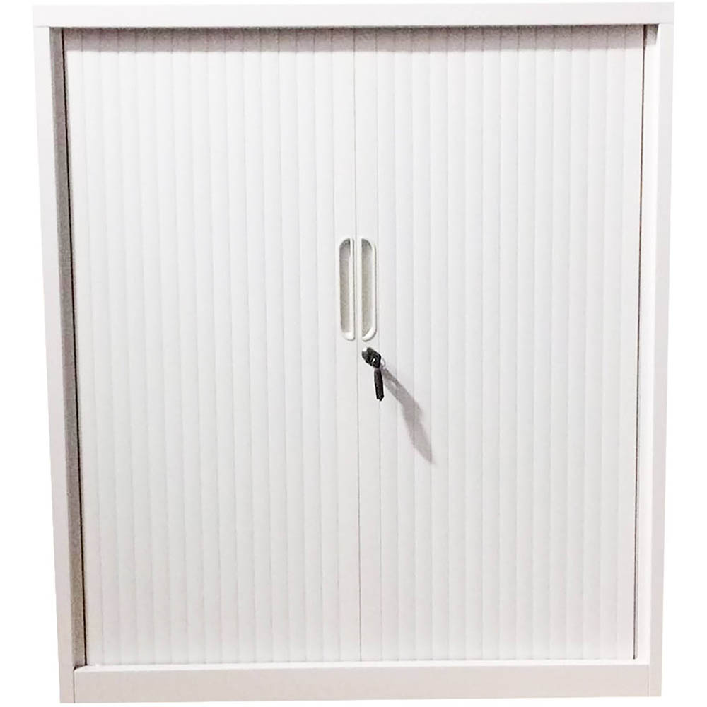 Image for STEELCO TAMBOUR DOOR CABINET 2 SHELVES 1015H X 900W X 463D MM WHITE SATIN from Ross Office Supplies Office Products Depot
