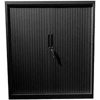 steelco tambour door cabinet 3 shelves 1200h x 1200w x 463d mm black satin