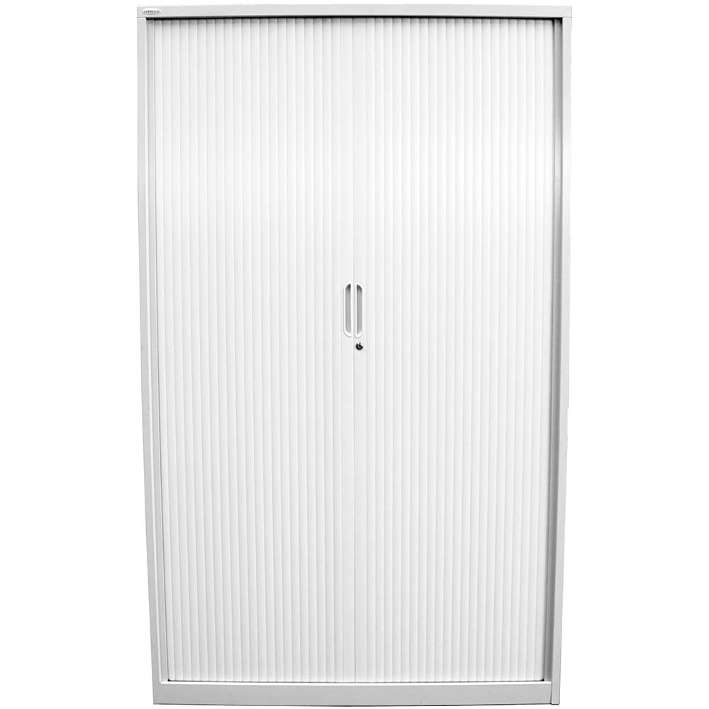 Image for STEELCO TAMBOUR DOOR CABINET 3 SHELVES 1200H X 900W X 463D MM WHITE SATIN from Ross Office Supplies Office Products Depot