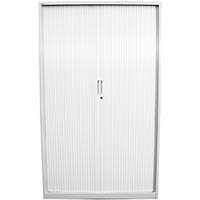 steelco tambour door cabinet 3 shelves 1200h x 900w x 463d mm white satin