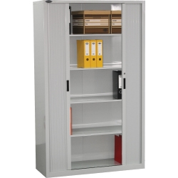 Image for STEELCO TAMBOUR DOOR CABINET 3 SHELVES 1320H X 1200W X 463D MM SILVER GREY from Office Products Depot