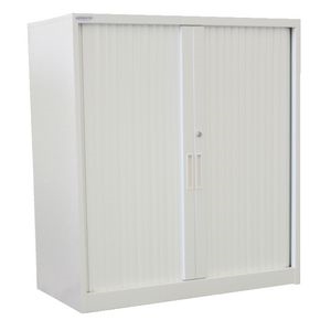 Image for STEELCO TAMBOUR DOOR CABINET 3 SHELVES 1320H X 1200W X 463D MM WHITE SATIN from Office Products Depot