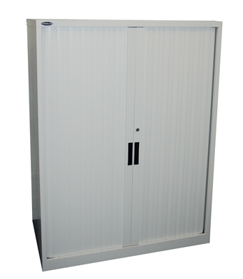 Image for STEELCO TAMBOUR DOOR CABINET 3 SHELVES 1320H X 900W X 463D MM WHITE SATIN from Office Products Depot
