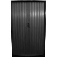 steelco tambour door cabinet 5 shelves 2000h x 1200w x 463d mm black satin