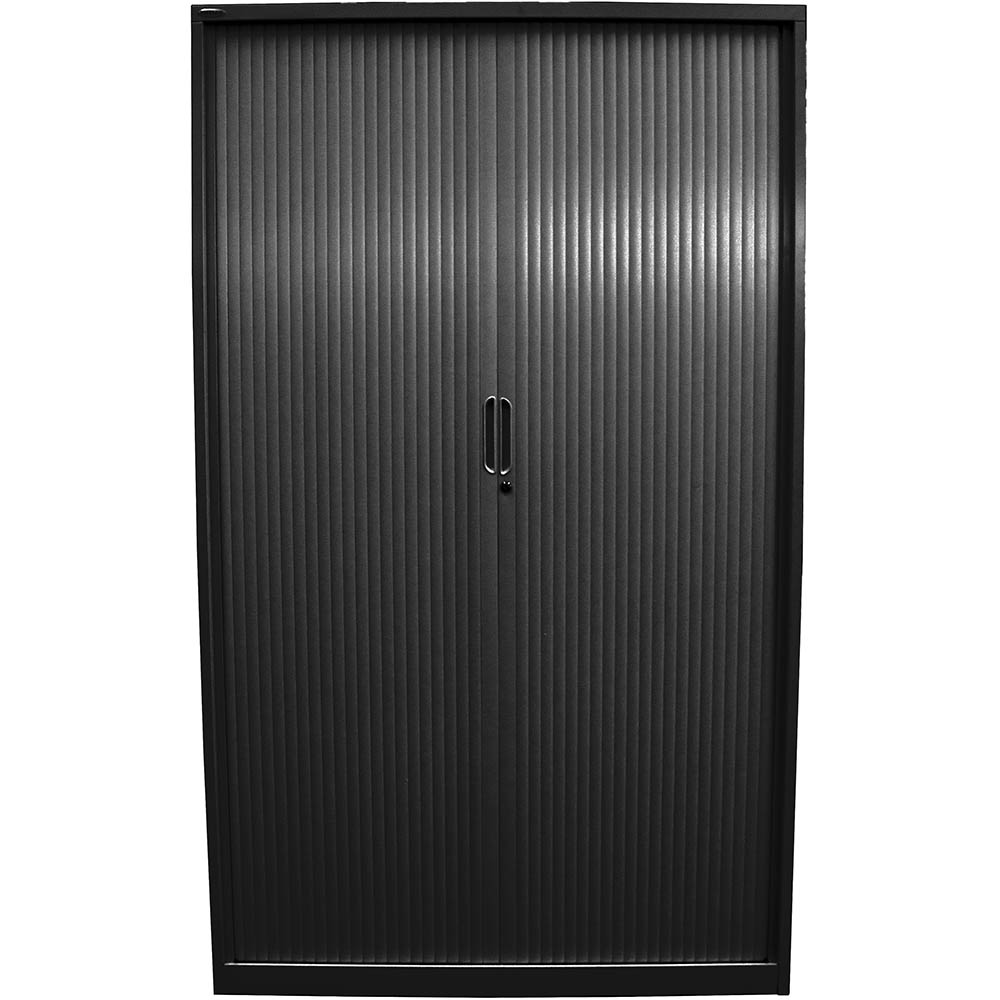 Image for STEELCO TAMBOUR DOOR CABINET 5 SHELVES 2000H X 900W X 463D MM BLACK SATIN from Ross Office Supplies Office Products Depot