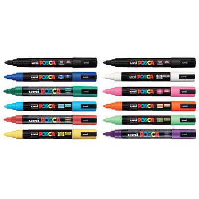 Image for POSCA PC-5M PAINT MARKER BULLET MEDIUM 2.5MM ASSORTED BOX 12 from Ross Office Supplies Office Products Depot