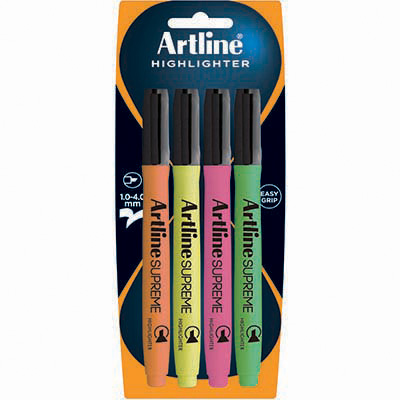 Image for ARTLINE SUPREME ANTIMICROBIAL HIGHLIGHTER CHISEL ASSORTED PACK 4 from MOE Office Products Depot Mackay & Whitsundays