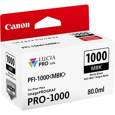 Image for CANON PFI1000MBK INK CARTRIDGE MATT BLACK from MOE Office Products Depot Mackay & Whitsundays