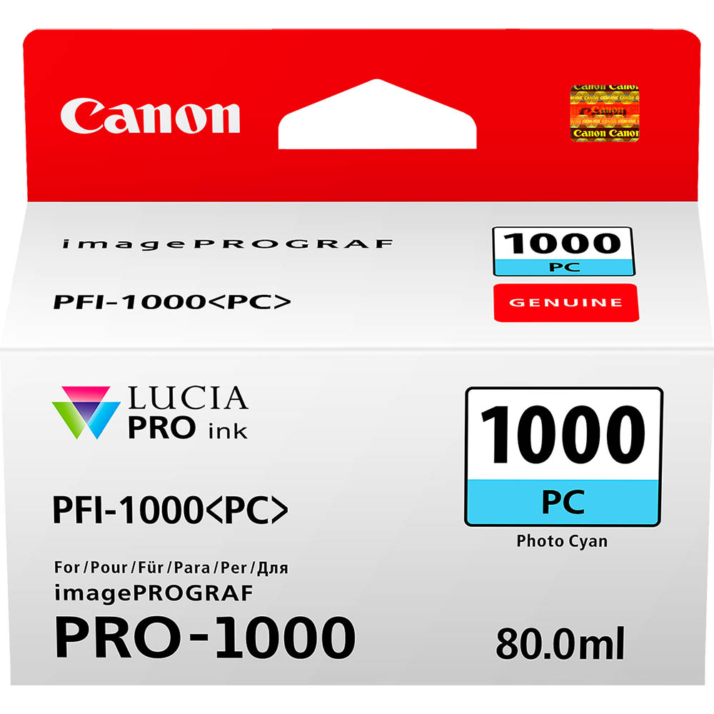 Image for CANON PFI1000PC INK CARTRIDGE PHOTO CYAN from Ross Office Supplies Office Products Depot