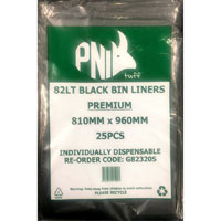 pni tuff heavy duty bin liners 82 litre black pack 25