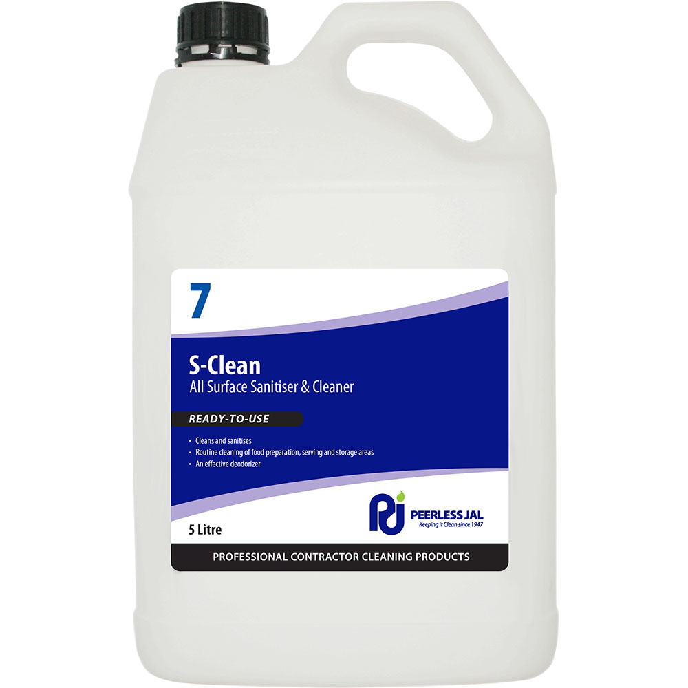 Image for PEERLESS JAL S-CLEAN SURFACE SANITISER AND CLEANER 5 LITRE from MOE Office Products Depot Mackay & Whitsundays