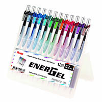 pentel bl77 energel retractable gel ink pen 0.7mm assorted pack 12