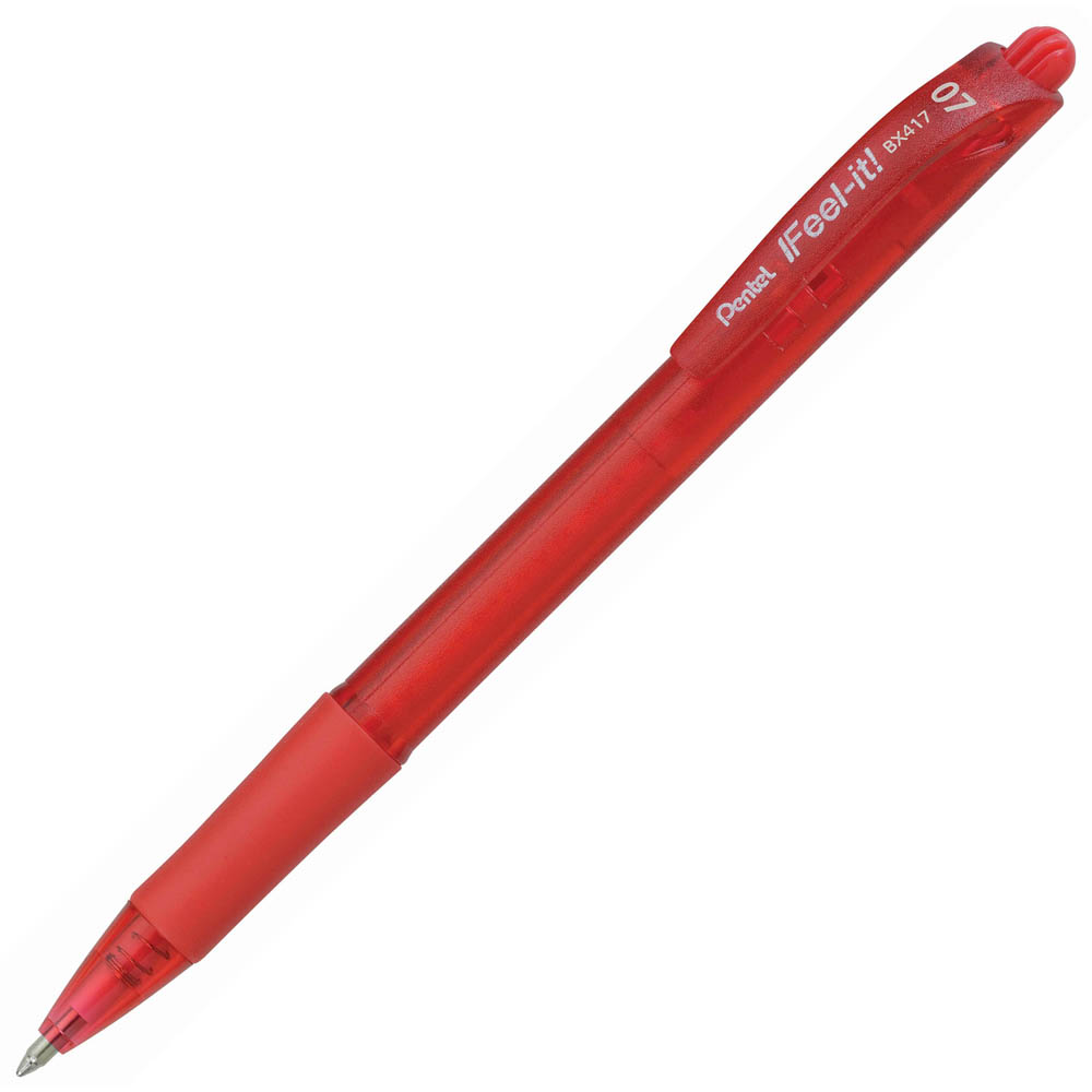Image for PENTEL BX417 IFEEL-IT RETRACTABLE BALLPOINT PEN 0.7MM RED BOX 12 from MOE Office Products Depot Mackay & Whitsundays