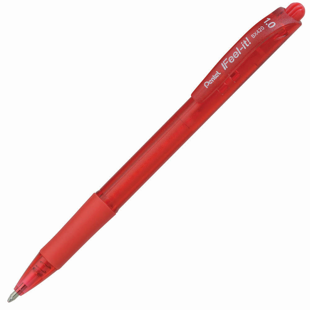 Image for PENTEL BX420 IFEEL-IT RETRACTABLE BALLPOINT PEN 1.0MM RED BOX 12 from Ross Office Supplies Office Products Depot