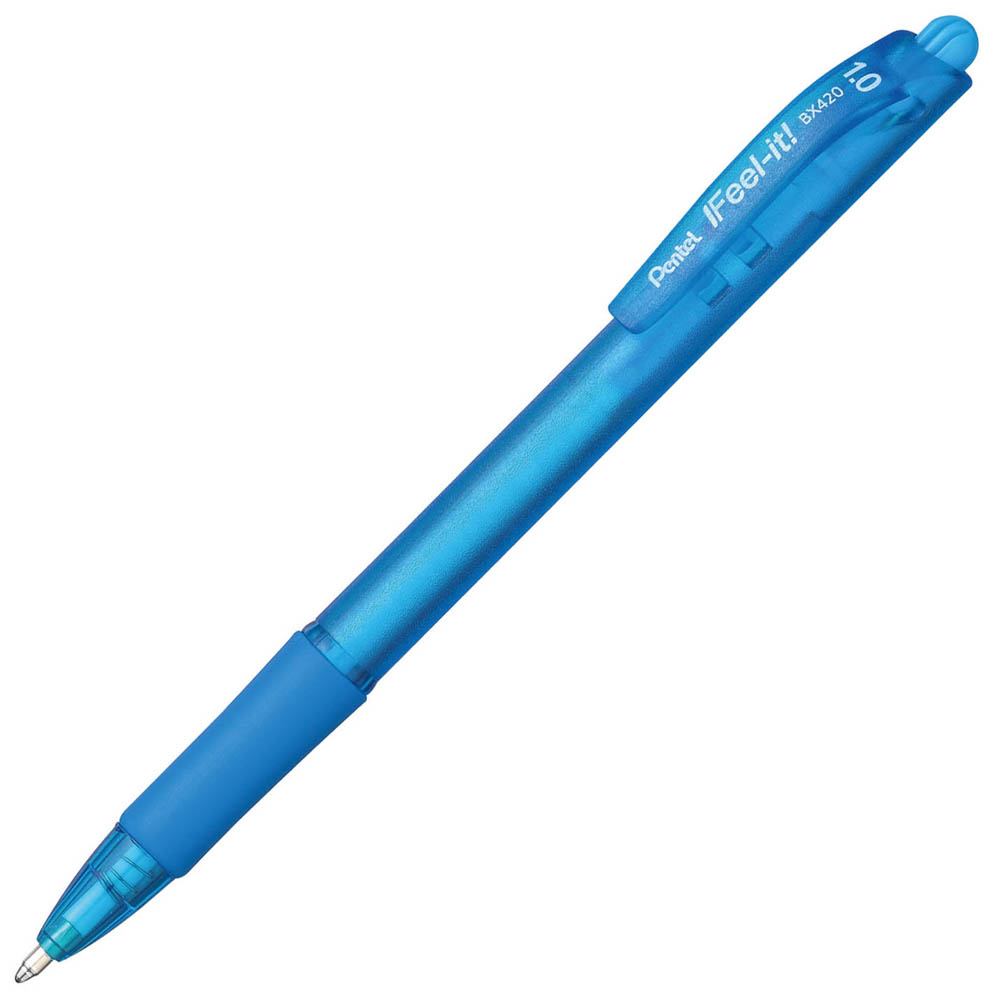 Image for PENTEL BX420 IFEEL-IT RETRACTABLE BALLPOINT PEN 1.0MM SKY BLUE BOX 12 from MOE Office Products Depot Mackay & Whitsundays