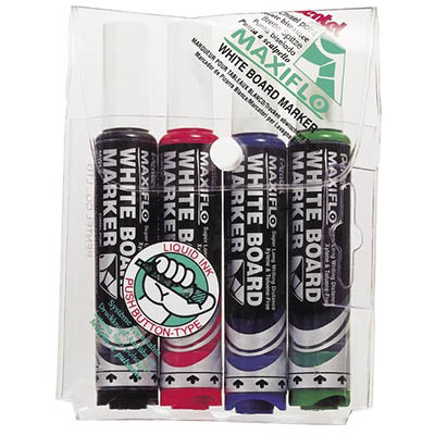 Image for PENTEL MWL5 MAXIFLO WHITEBOARD MARKER BULLET 2.1MM ASSORTED WALLET 4 from Margaret River Office Products Depot