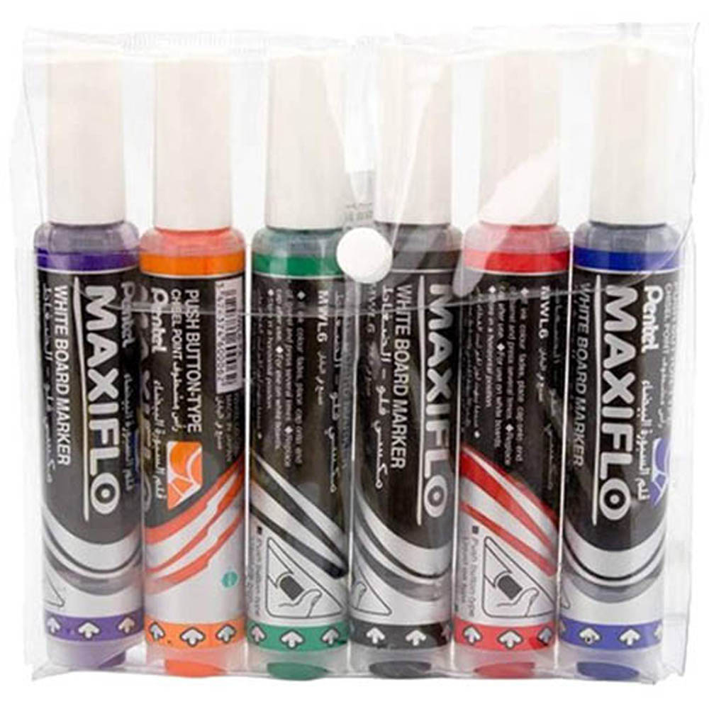 Image for PENTEL MWL6 MAXIFLO WHITEBOARD MARKER CHISEL 7.0MM ASSORTED BOX 12 from Office Products Depot