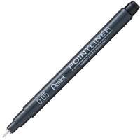 pentel s20p pointliner fineliner 0.05mm black box 12