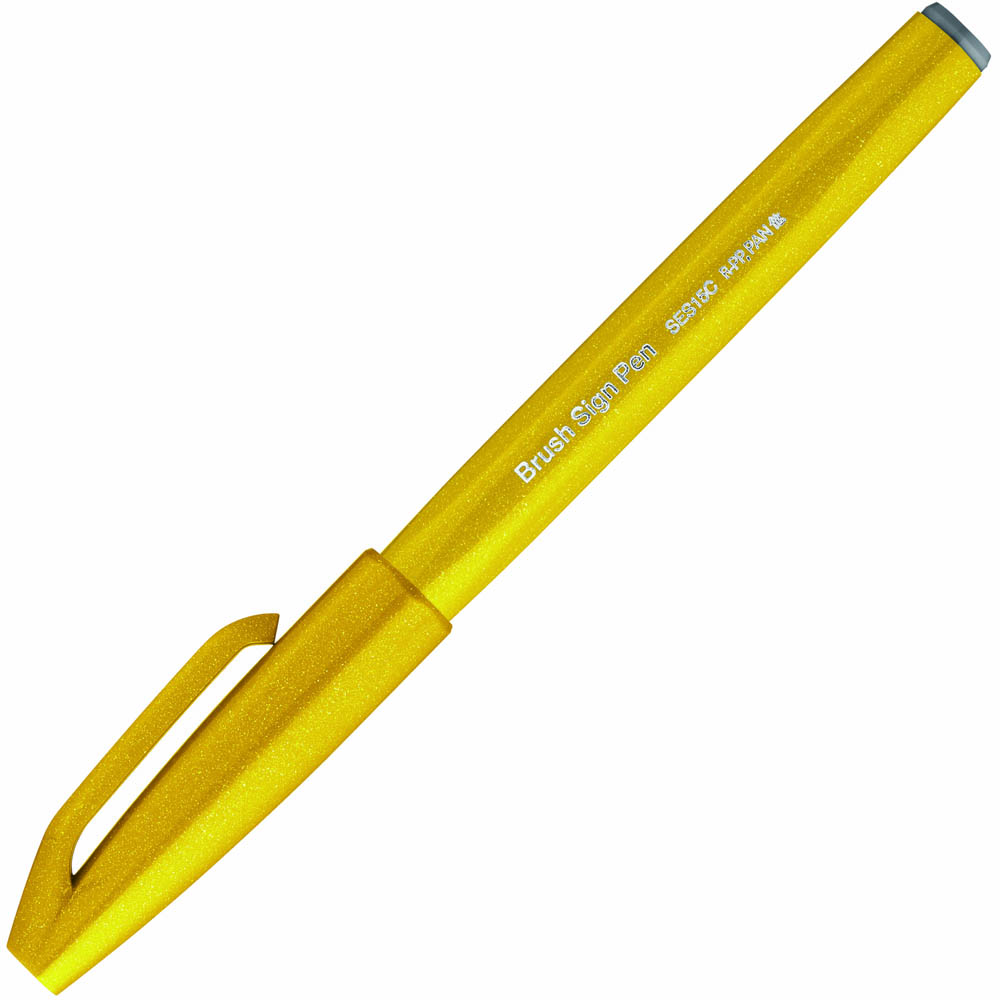 Image for PENTEL SES15C BRUSH SIGN PEN MARKER YELLOW BOX 10 from MOE Office Products Depot Mackay & Whitsundays