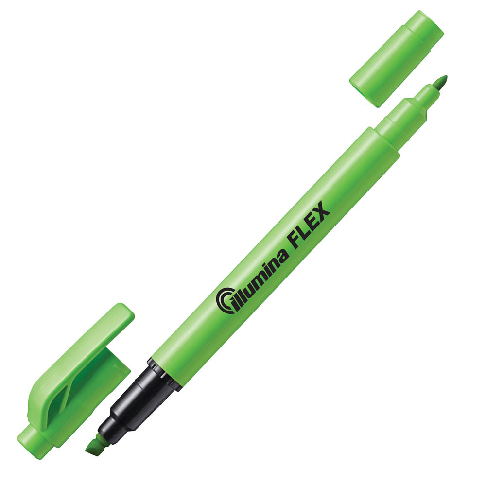 Image for PENTEL SLW11 ILLUMINA FLEX HIGHLIGHTER TWIN TIP BULLET/CHISEL LIGHT GREEN from Albany Office Products Depot