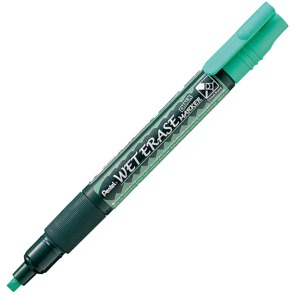 Image for PENTEL SMW26 WET ERASE CHALK MARKER CHISEL GREEN from MOE Office Products Depot Mackay & Whitsundays
