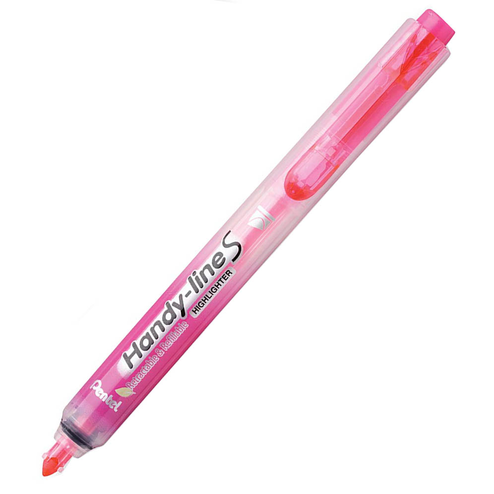 Image for PENTEL SXS15 HANDY-LINE S RETRACTABLE HIGHLIGHTER CHISEL PINK BOX 12 from MOE Office Products Depot Mackay & Whitsundays