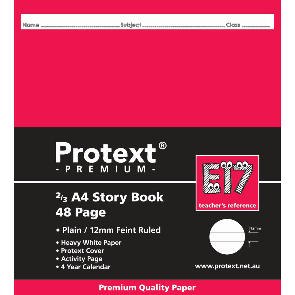 Image for PROTEXT PREMIUM E17 STORY BOOK PLAIN AND 12MM RULED 48 PAGE 210 X 190MM ASSORTED from Office Products Depot Gold Coast